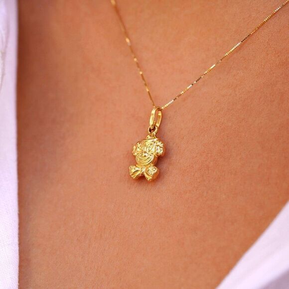 14K Yellow Gold Clown Face Pendant – 1.2g Solid Gold - Picture 3 of 4